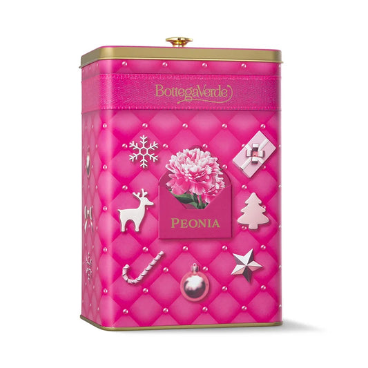 Coffret Caixa de Metal Peónia & Ácido Hialorónico Gel de Banho e Leite Corporal