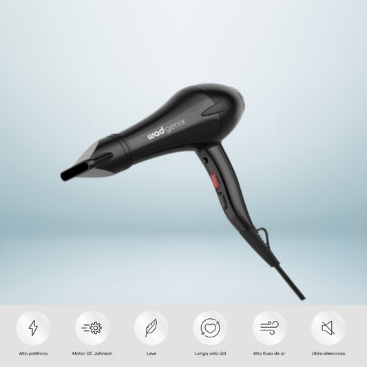 Secador de Cabelo Preto Genix Light 2200W Wad