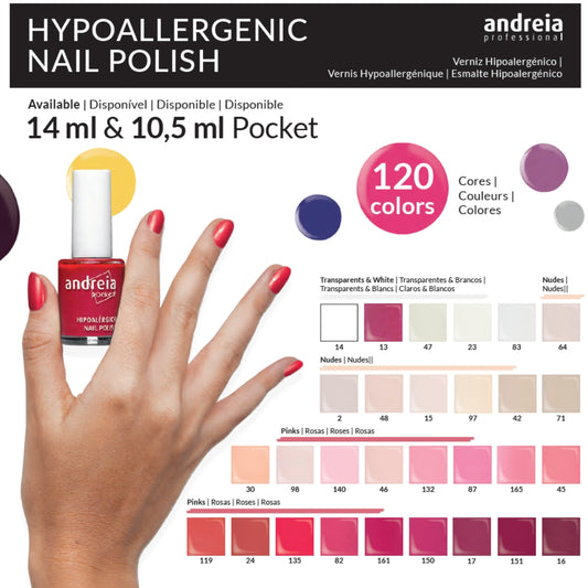Catálogo de cores Verniz Hipoalergénico Andreia Professional II