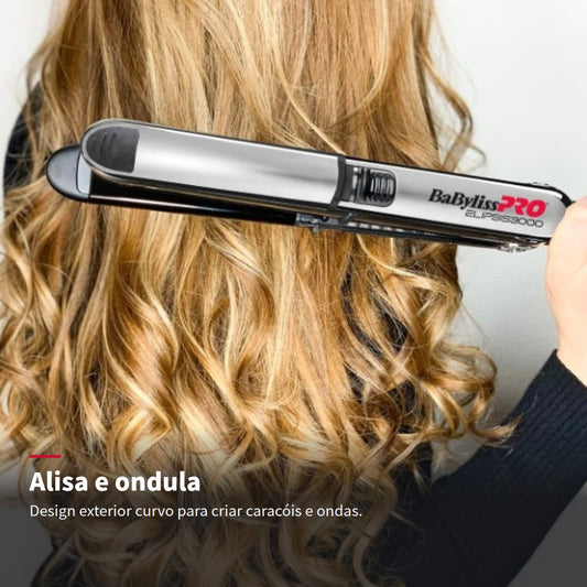 Prancha Elipsis 3000 Babyliss Pro a fazer ondas no cabelo
