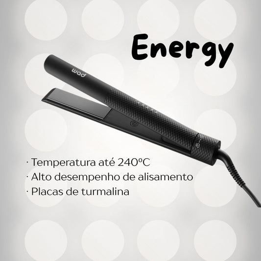 Prancha Energy Wad com temperatura até 240 °C e placas de turmalina