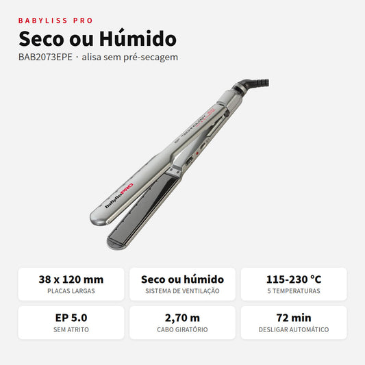 Prancha Babyliss Pro BAB2073EPE para cabelo seco ou húmido, com placas de 38 mm