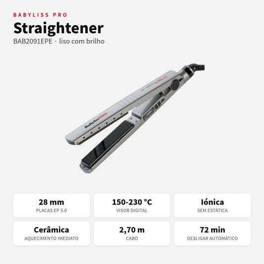 Prancha Straightener Babyliss Pro BAB2091EPE com placas de 28 mm e 5 temperaturas