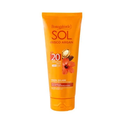 Creme Corpo Sol Ibisco Argan Antes Exposição Solar FP 20 200 Ml