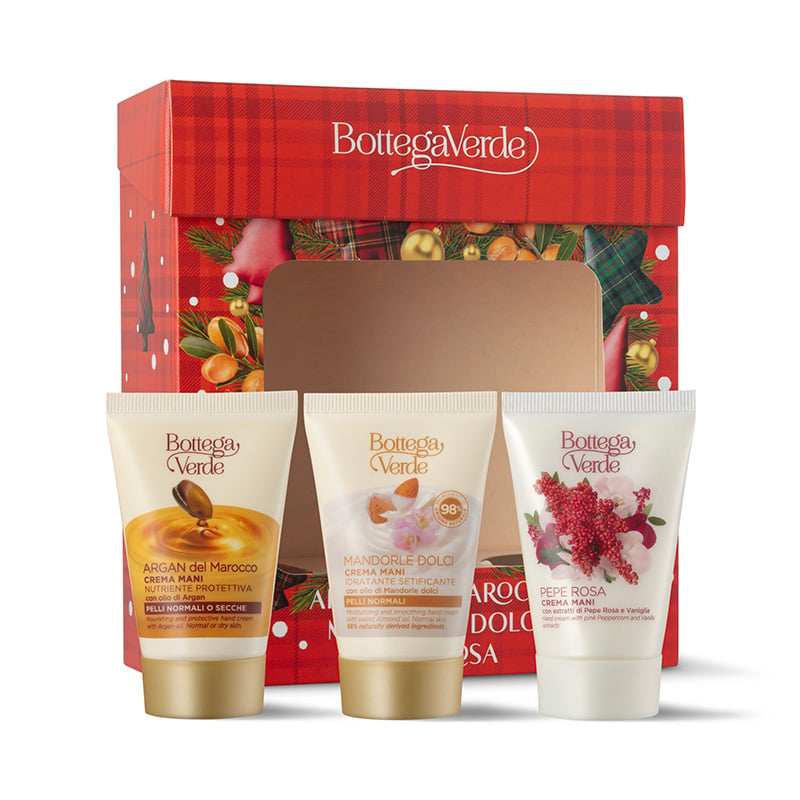 Coffret  3 Cremes de Mãos Argan, Pimenta Rosa e Amendoas