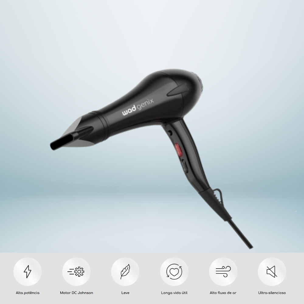 Secador de Cabelo Preto Genix Light 2200W Wad