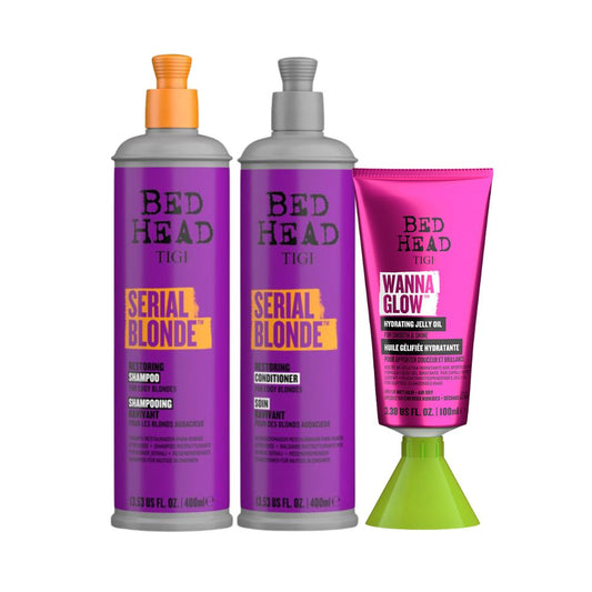 Match Louros Luminosos Serial Blond Bed Head Shampoo + Condicionador + Wanna Glow