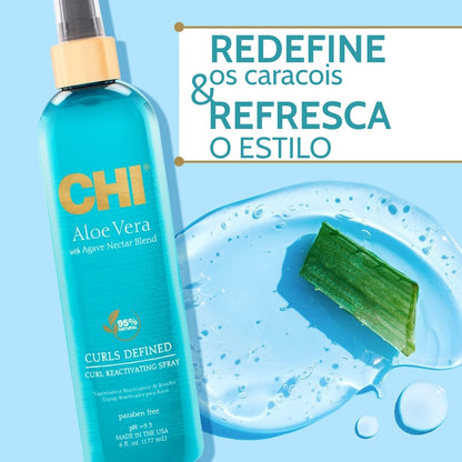 Spray Reativador de caracóis CHI Curls Defined Aloe Vera 177ml