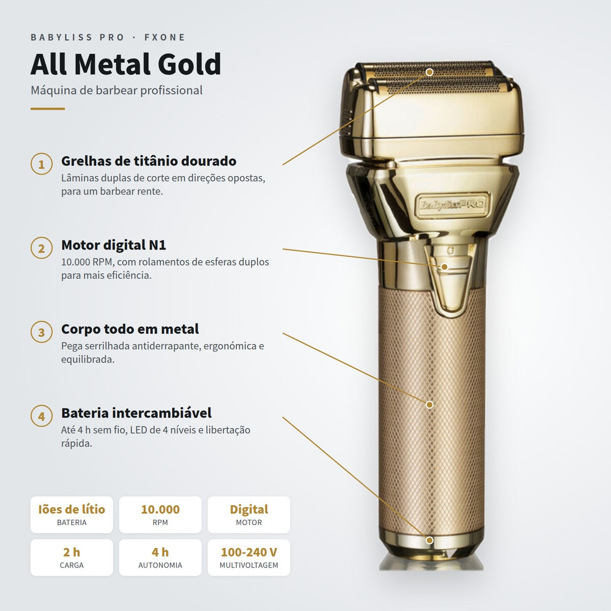 Máquina de Barbear FXONE All Metal Babyliss Pro — detalhe 10