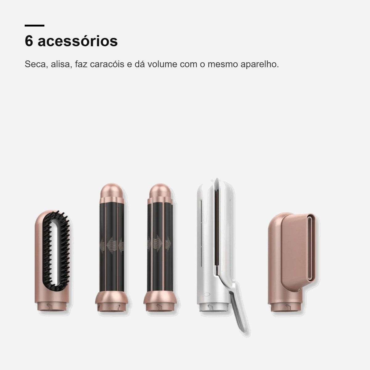 Combo 6 em 1 Wad com 6 acessórios para secar, alisar e fazer caracóis