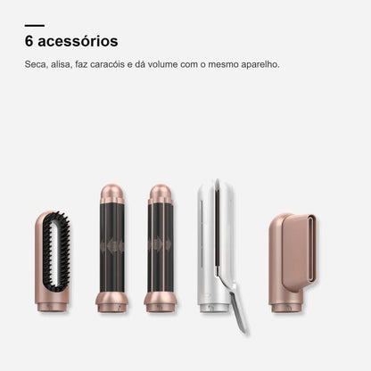 Combo 6 em 1 Wad com 6 acessórios para secar, alisar e fazer caracóis