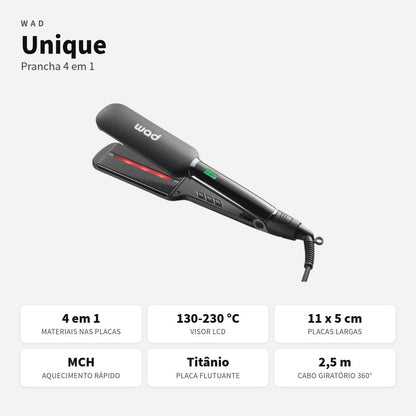 Prancha 4 em 1 Unique Wad com raios infravermelhos e 130 a 230 °C