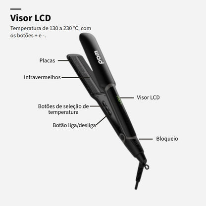 Prancha Unique Wad com visor LCD de temperatura
