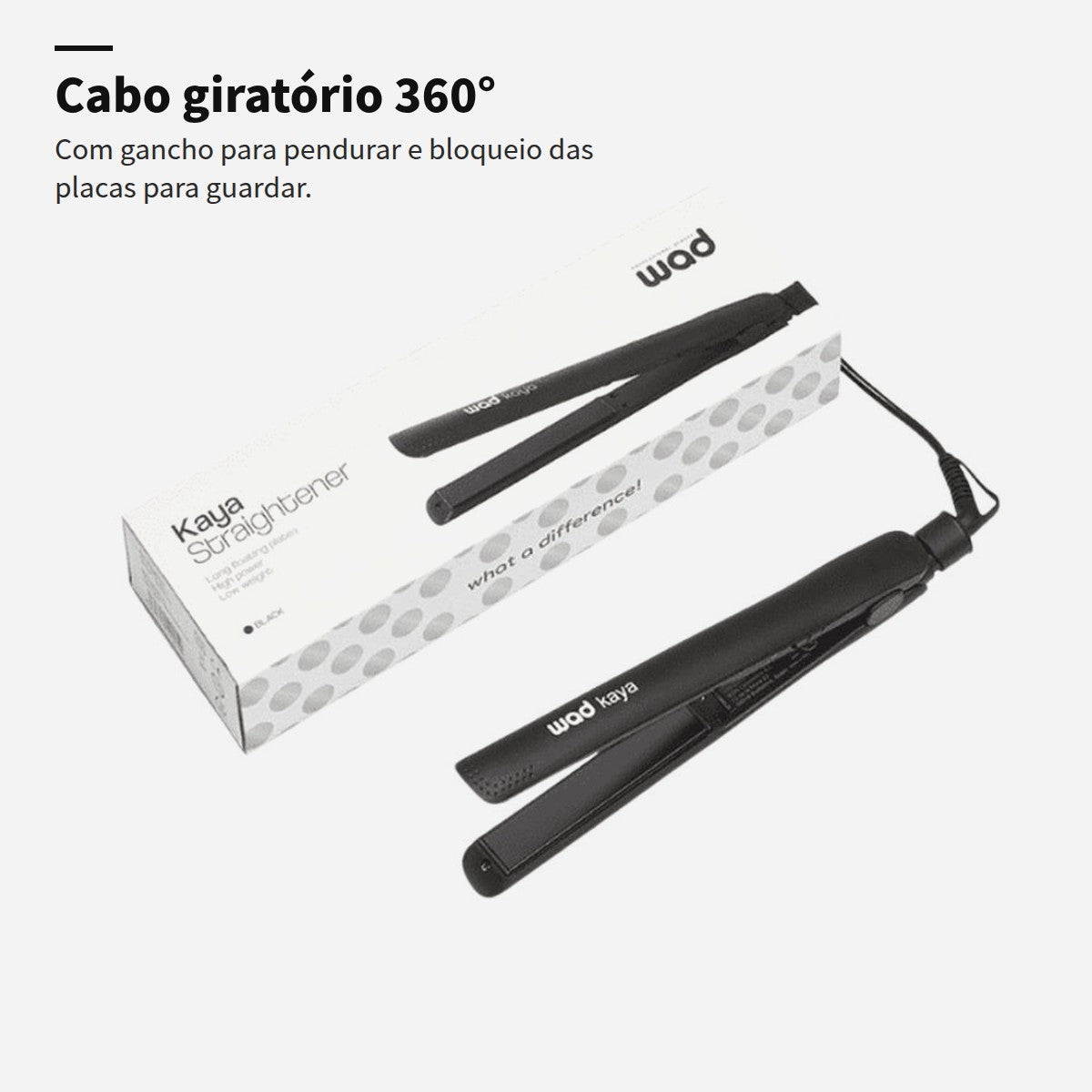 Prancha Kaya Wad com cabo giratório de 360°