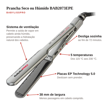 Prancha Babyliss Pro BAB2073EPE: sistema de ventilação, 5 temperaturas e placas EP Technology 5.0