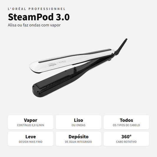 SteamPod 3.0 L'Oréal Professionnel, prancha a vapor para alisar e ondular
