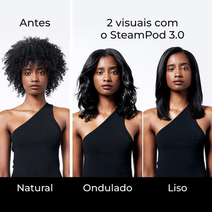 Cabelo natural, ondulado e liso com o SteamPod 3.0