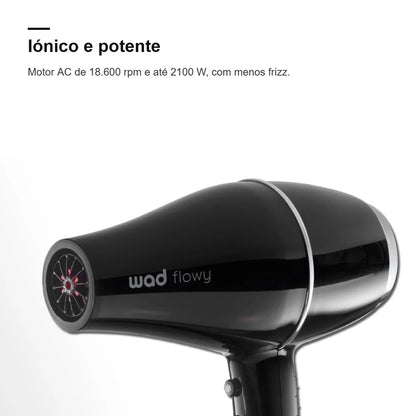Secador Flowy Black Wad iónico, com motor AC de 18.600 rpm