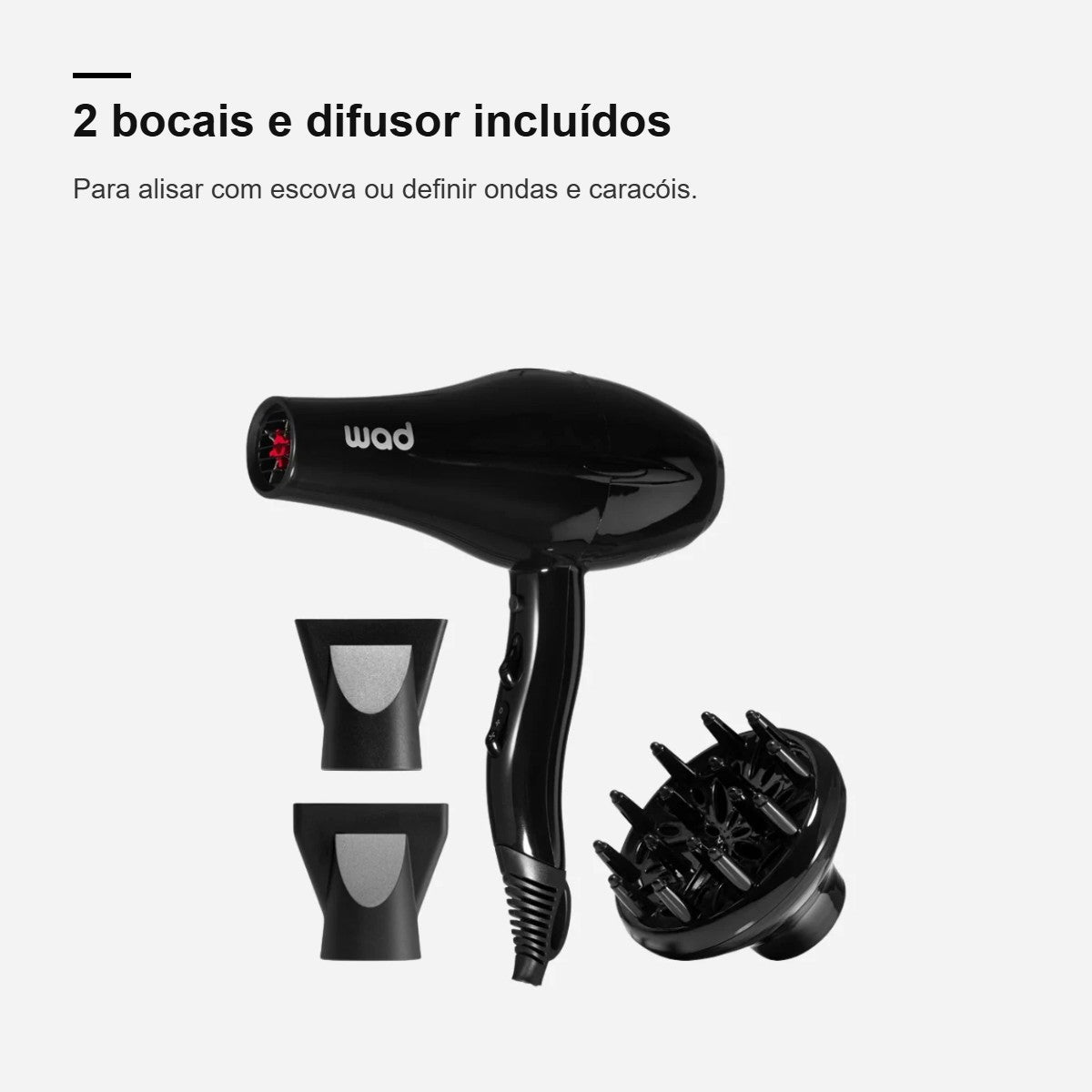 Secador Gyro Wad com 2 bocais e difusor incluídos